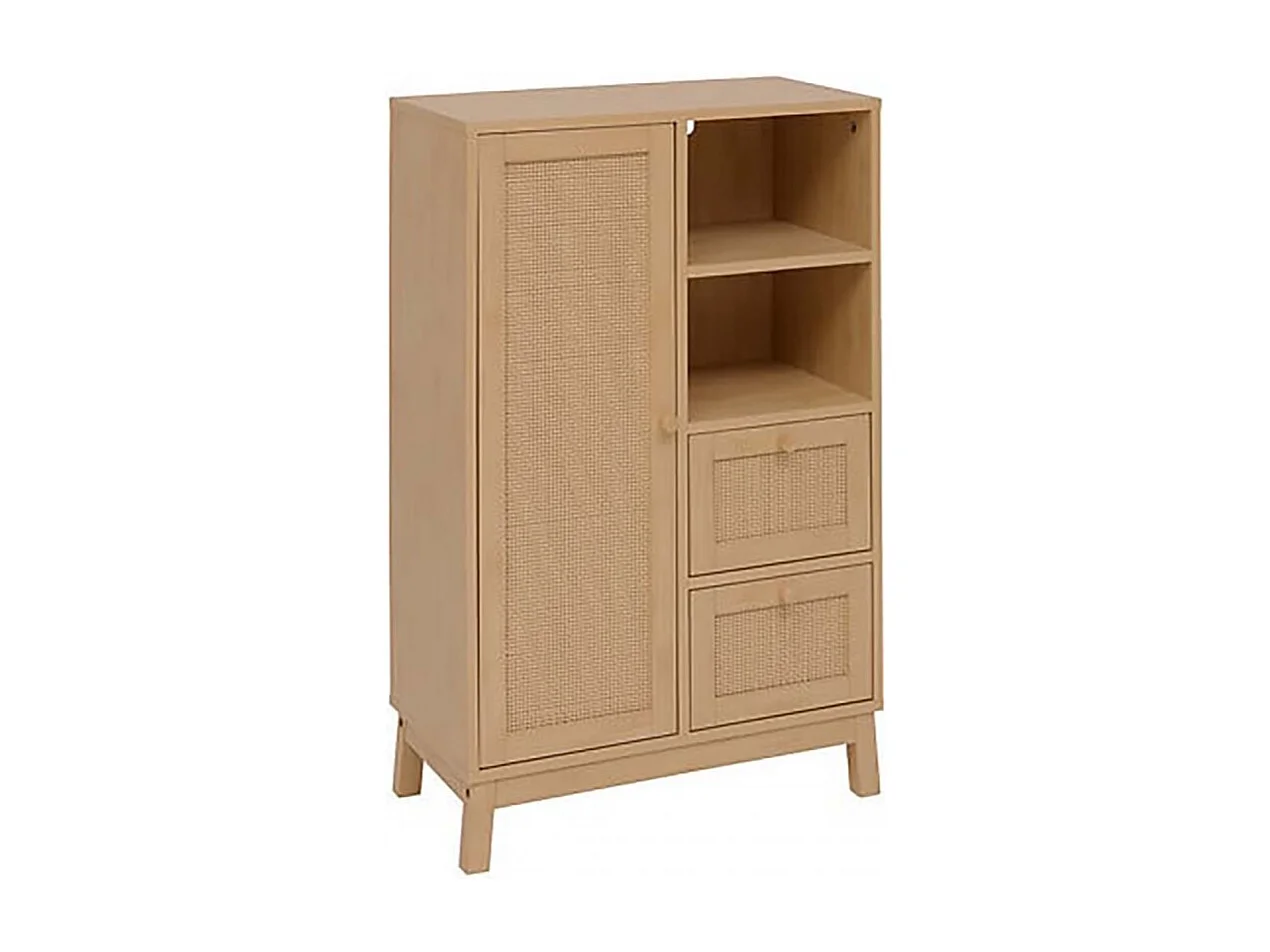 Armoire meuble de rangement avec 1 porte et 2 tiroirs, coloris chêne - Longueur 60 x Profondeur 30 x Hauteur 95 cm