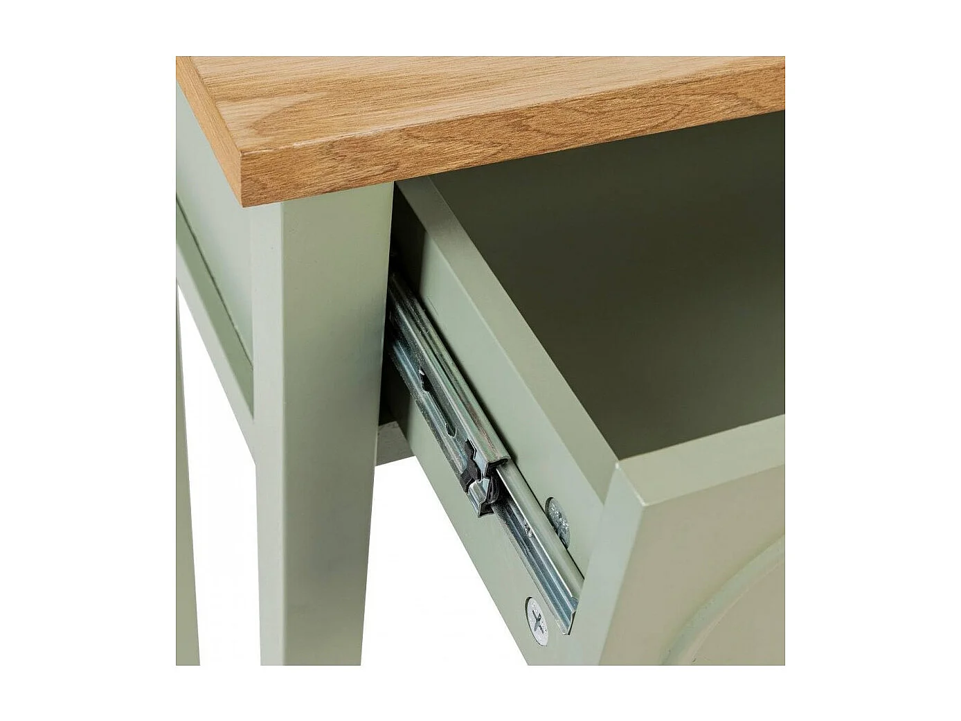 Table console Coiffeuse avec  2 tiroirs, coloris Vert Céladon - Longueur 100 x Profondeur 35 x Hauteur 80 cm
