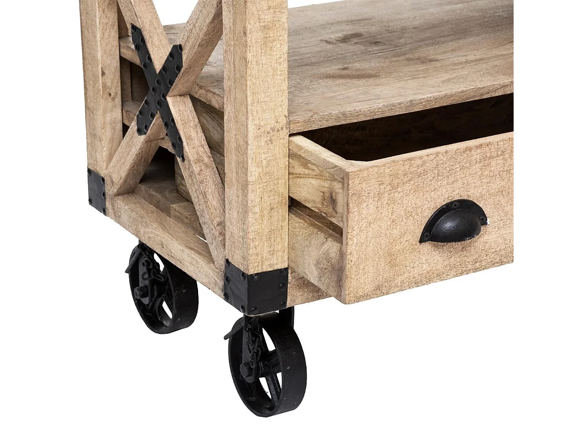 Meuble TV en bois de manguier et métal avec 1 tiroir - Longueur 140 x Profondeur 40 x Hauteur 58,5 cm