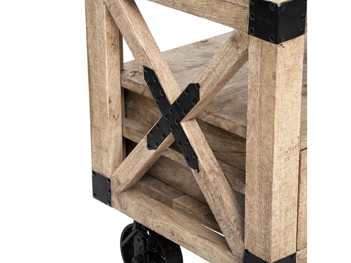 Meuble TV en bois de manguier et métal avec 1 tiroir - Longueur 140 x Profondeur 40 x Hauteur 58,5 cm