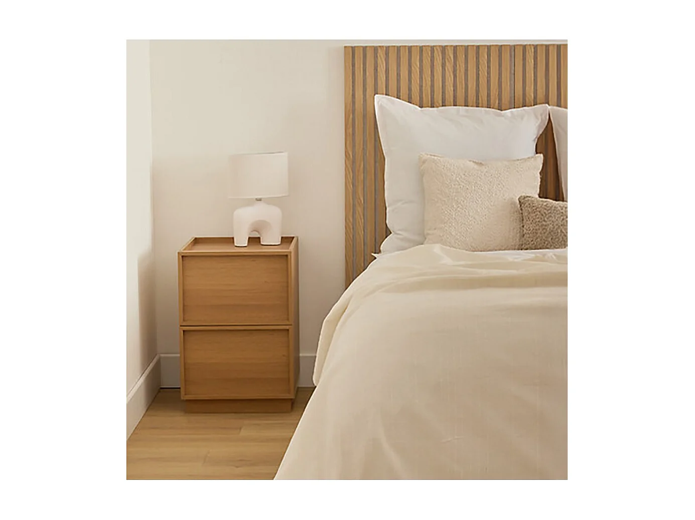 Table de chevet table de nuit avec 2 tiroirs, Coloris marron - Longueur 38 x Profondeur 48 x Hauteur 54 cm