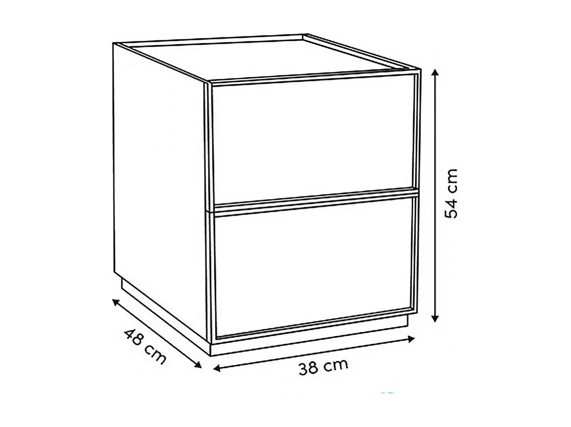 Table de chevet table de nuit avec 2 tiroirs, Coloris marron - Longueur 38 x Profondeur 48 x Hauteur 54 cm
