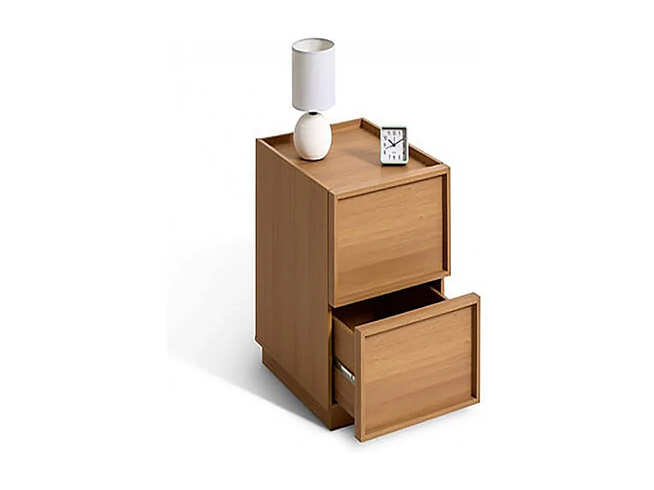 Table de chevet table de nuit avec 2 tiroirs, Coloris marron - Longueur 38 x Profondeur 48 x Hauteur 54 cm