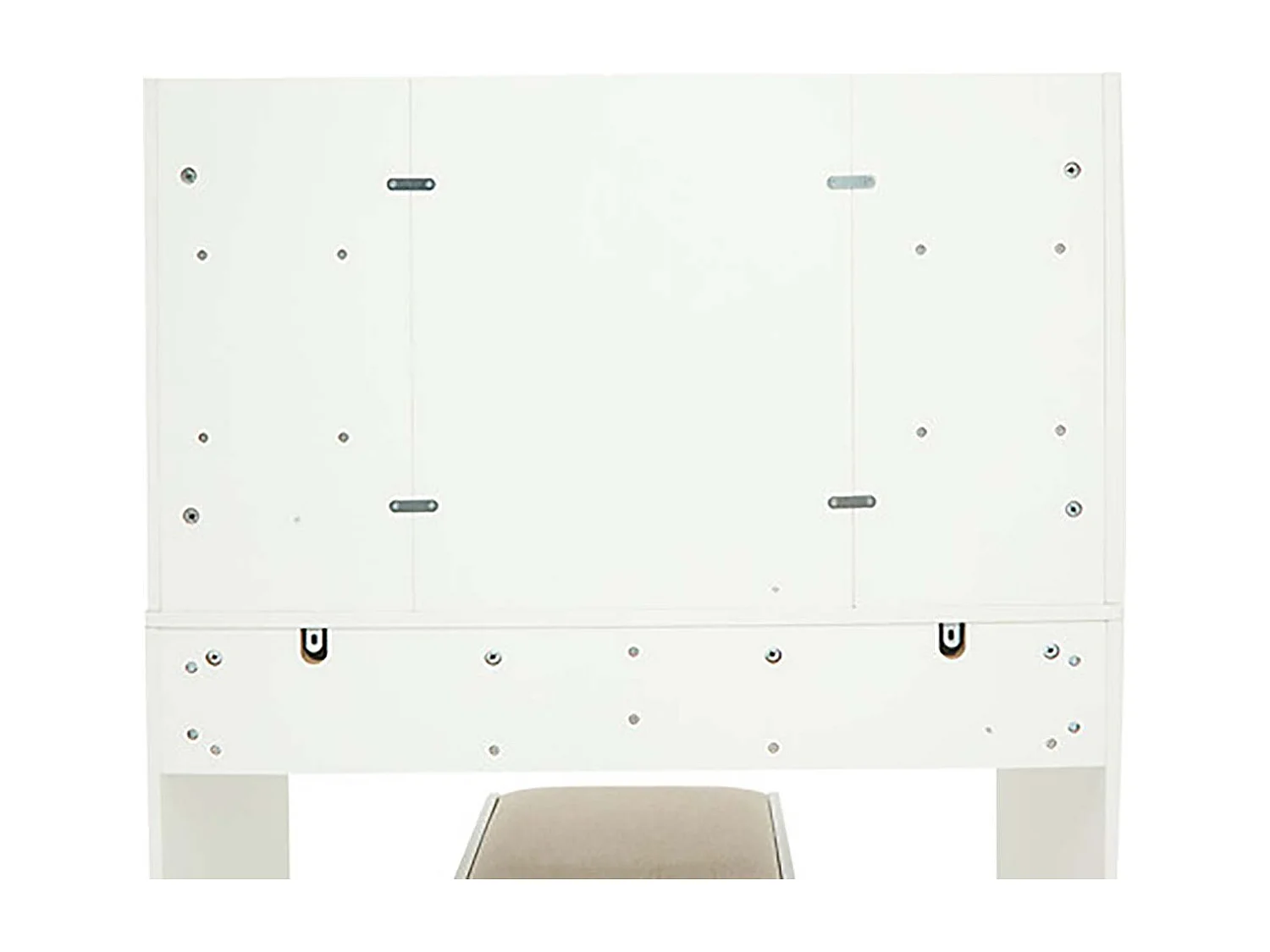 Coiffeuse moderne avec miroir, 2 tiroirs et compartiments ouverts, coloris blanc - Longueur 90 x Profondeur 40 x Hauteur 125 cm