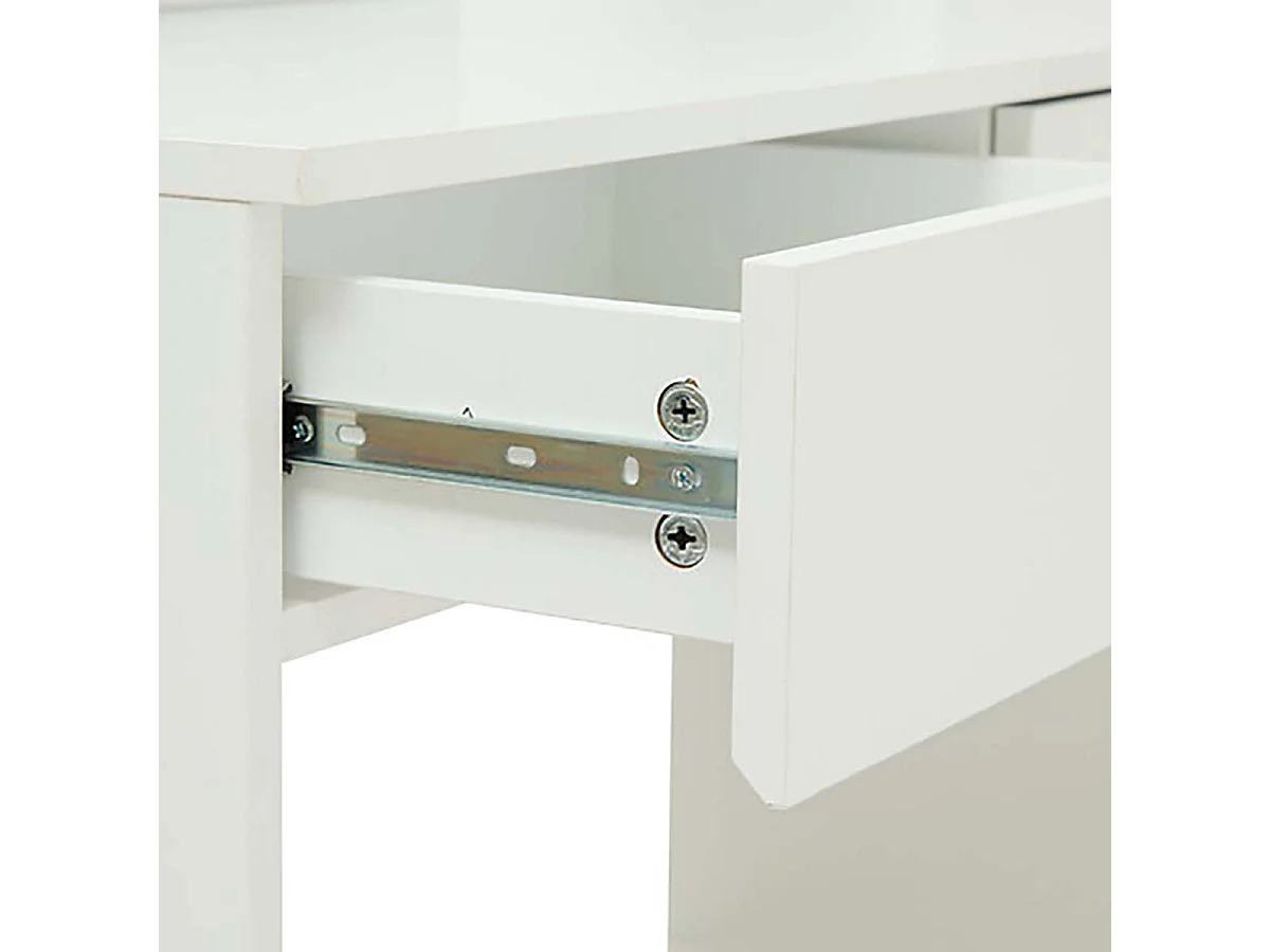 Coiffeuse moderne avec miroir, 2 tiroirs et compartiments ouverts, coloris blanc - Longueur 90 x Profondeur 40 x Hauteur 125 cm