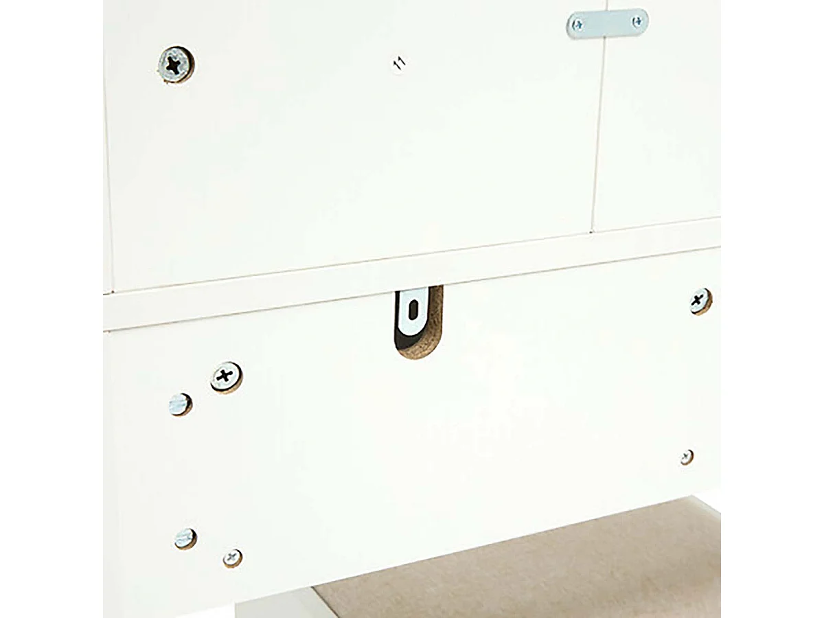 Coiffeuse moderne avec miroir, 2 tiroirs et compartiments ouverts, coloris blanc - Longueur 90 x Profondeur 40 x Hauteur 125 cm