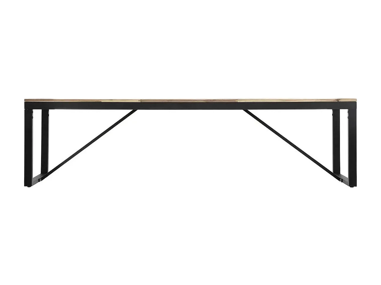 Banc de table à diner en bois d'Acacia et pieds en métal noir - Longueur 170 x Profondeur  35 x Hauteur 45 cm