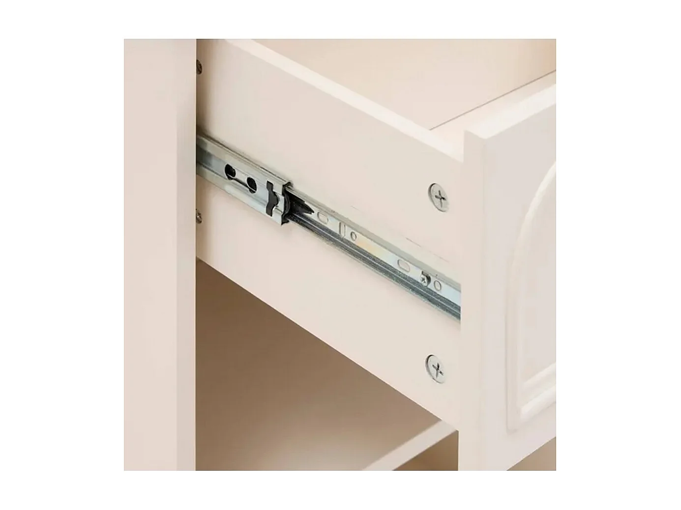 Table de chevet avec un tiroir et deux étagères ouvertes, coloris ivoire - Longueur 45 x Profondeur 30 x Hauteur 67 cm 