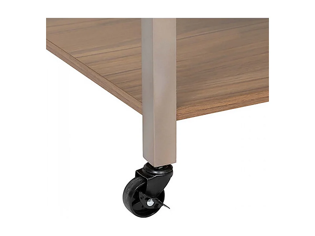 Desserte de cuisine avec roulettes, deux tiroirs et deux étagères, coloris marron/blanc - Longueur 90 x Profondeur 60 x Hauteur 120 cm