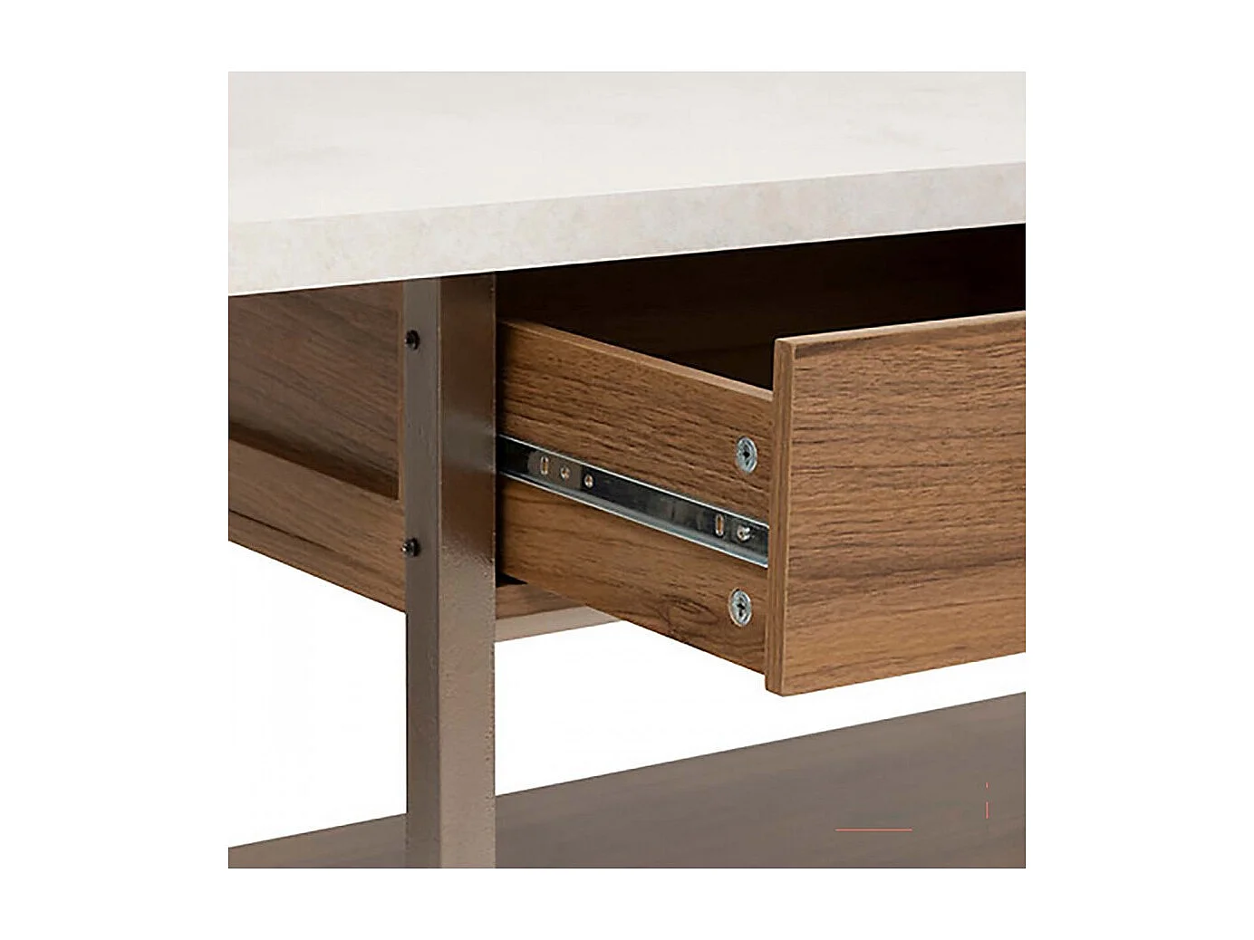 Desserte de cuisine avec roulettes, deux tiroirs et deux étagères, coloris marron/blanc - Longueur 90 x Profondeur 60 x Hauteur 120 cm