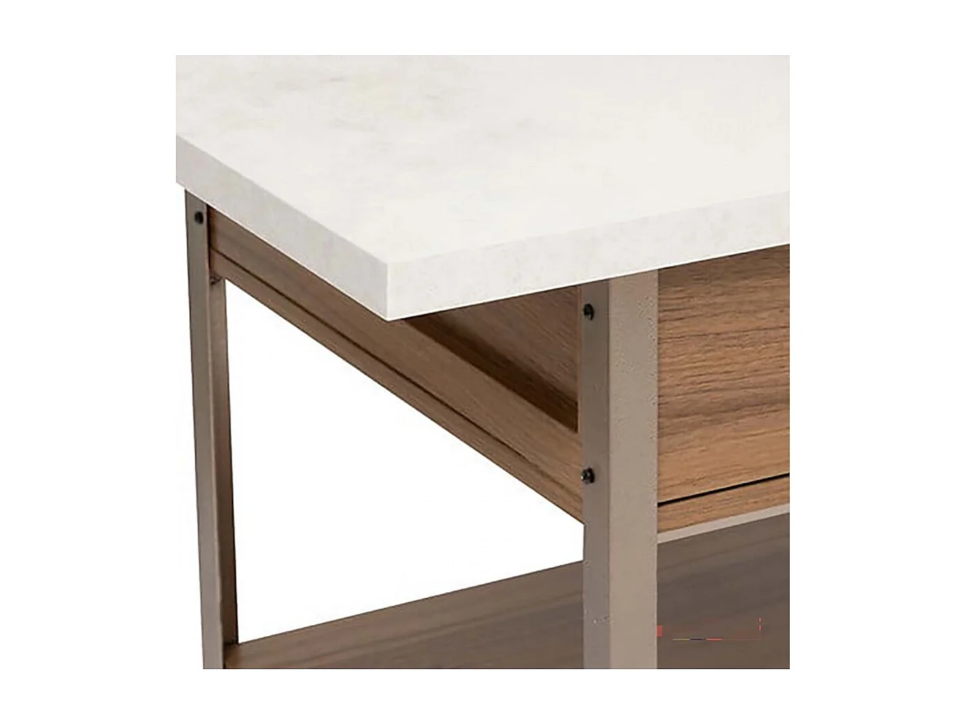 Desserte de cuisine avec roulettes, deux tiroirs et deux étagères, coloris marron/blanc - Longueur 90 x Profondeur 60 x Hauteur 120 cm