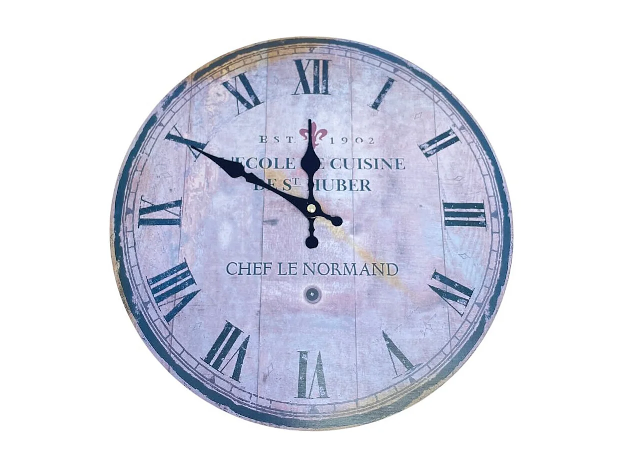 Horloge murale décorative vintage ancien salon bois noir beige 35 cm