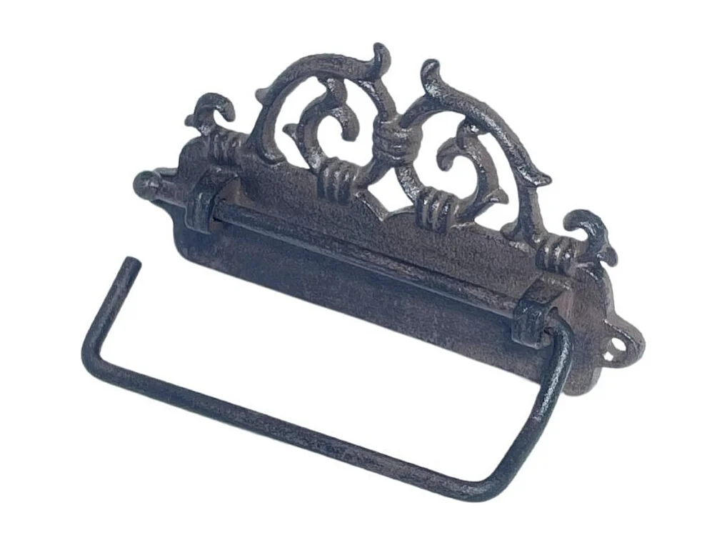 Dérouleur mural papier toilette en fonte marron 16 x 9 cm