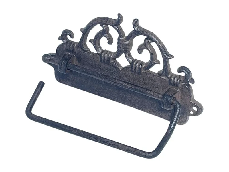 Dérouleur mural papier toilette en fonte marron 16 x 9 cm