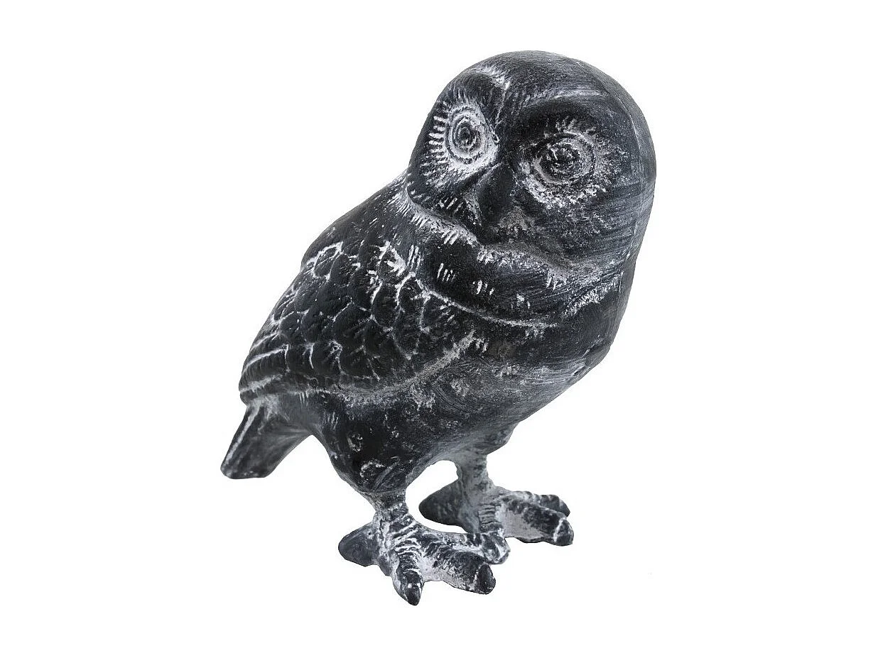 Chouette en fonte noire à poser 18 x 11 cm