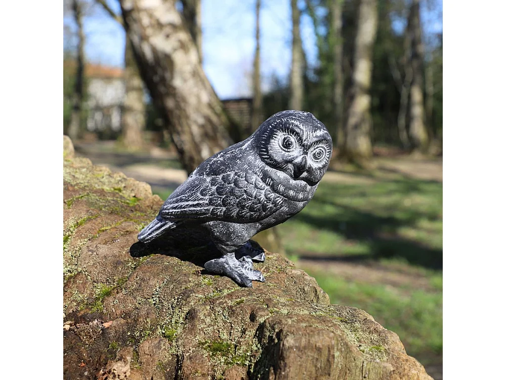 Chouette en fonte noire à poser 18 x 11 cm