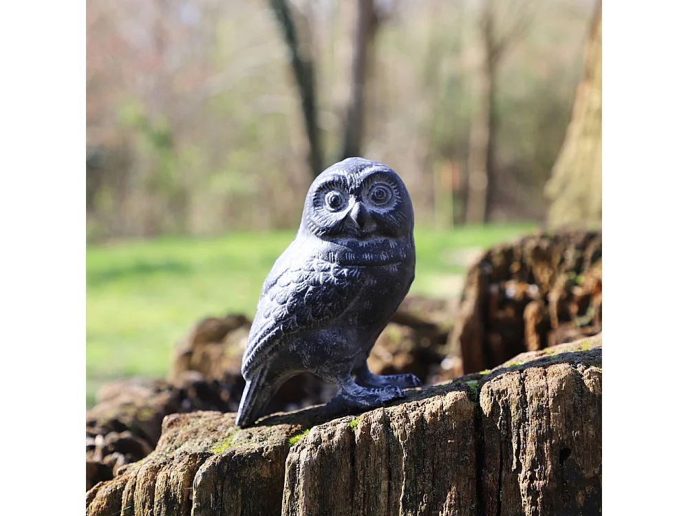 Chouette en fonte noire à poser 18 x 11 cm