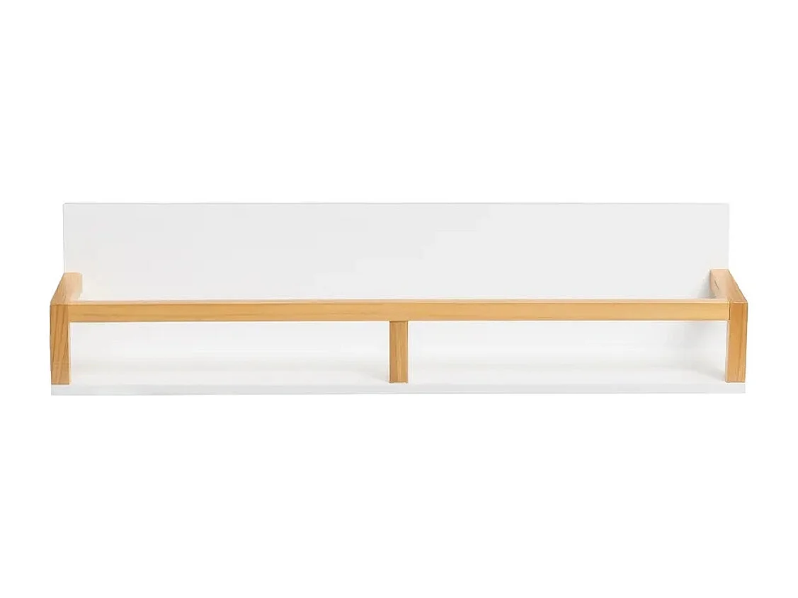 Étagère murale. étagère à accrocher au mur en bois de peuplier verni et MDF laqué blanc - Longueur 55 x Largeur 14 x Hauteur 13 cm
