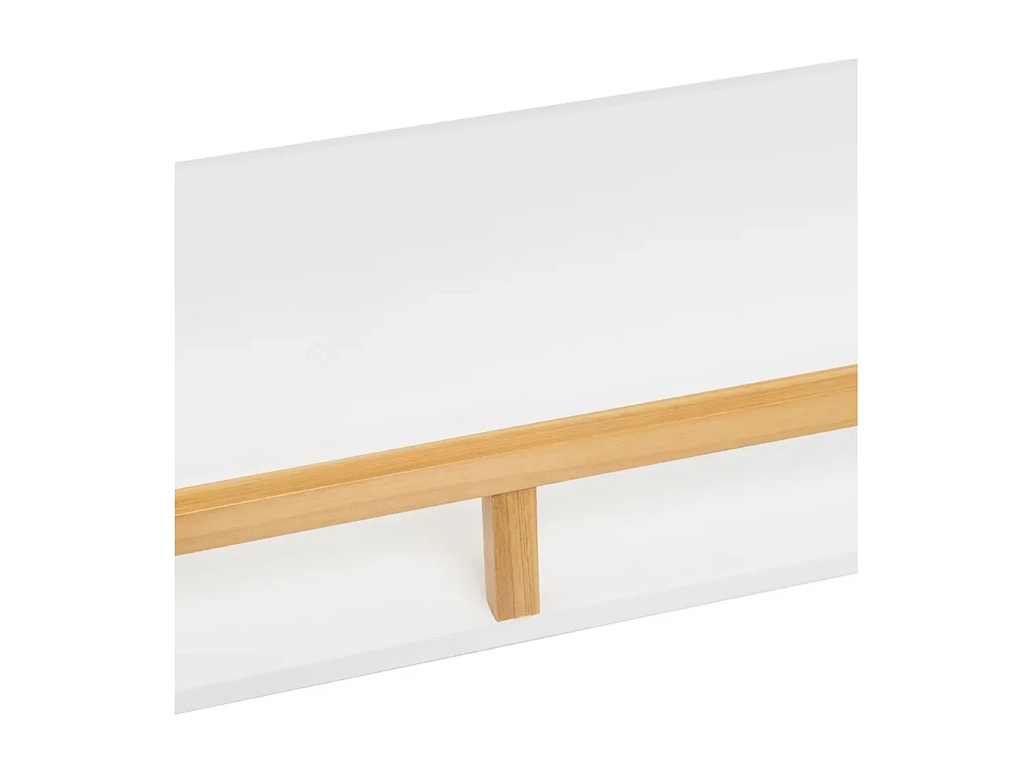 Étagère murale. étagère à accrocher au mur en bois de peuplier verni et MDF laqué blanc - Longueur 55 x Largeur 14 x Hauteur 13 cm