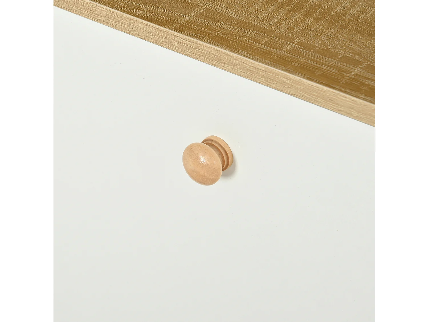 Meuble à chaussures 90x24x104.5cm - avec 4 portes abattants - avec étagères ouvertes - Blanc + Naturel