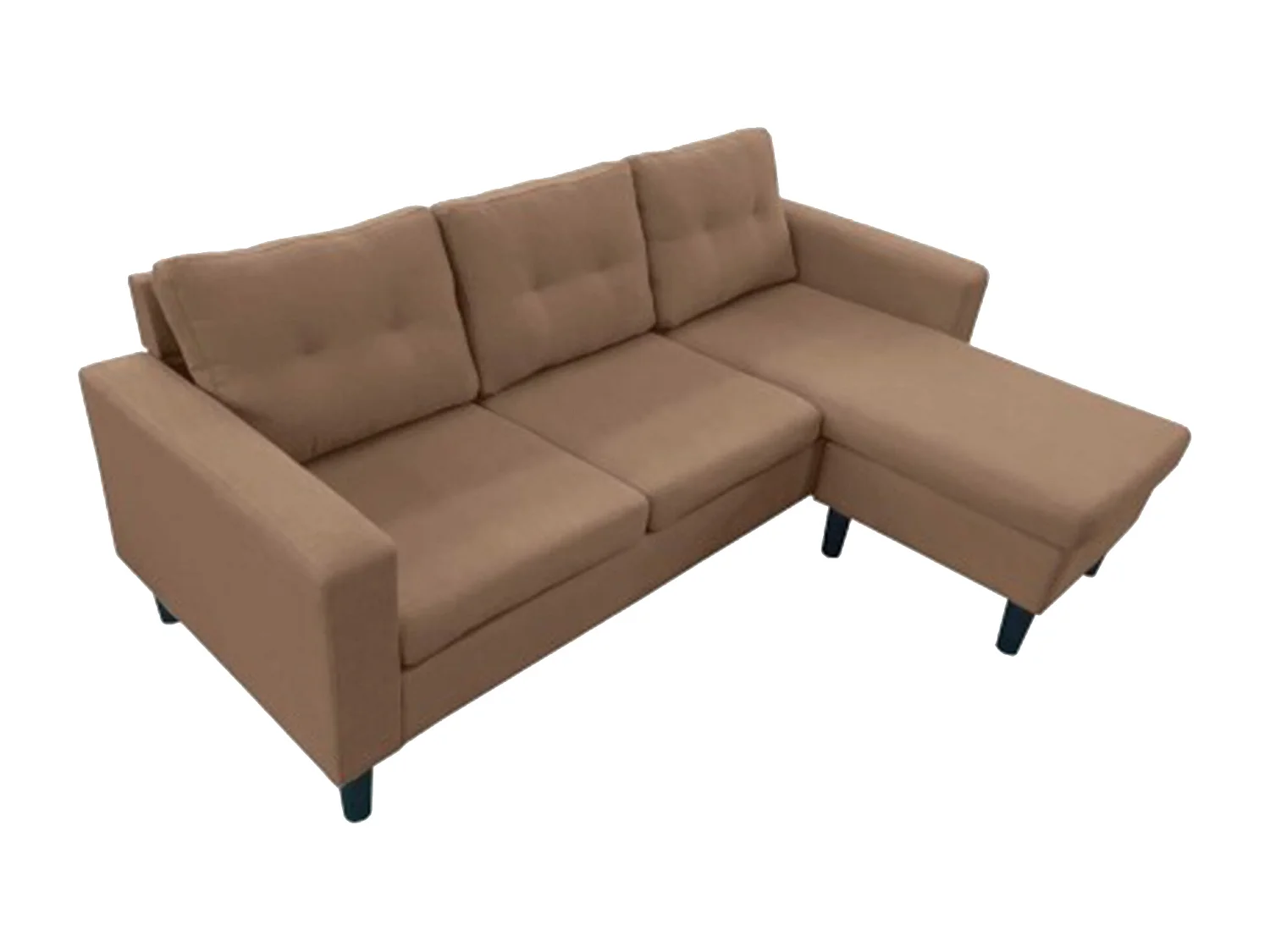 Sofá rinconero en tapizado antimancha CLIN II - Ángulo reversible - Marron