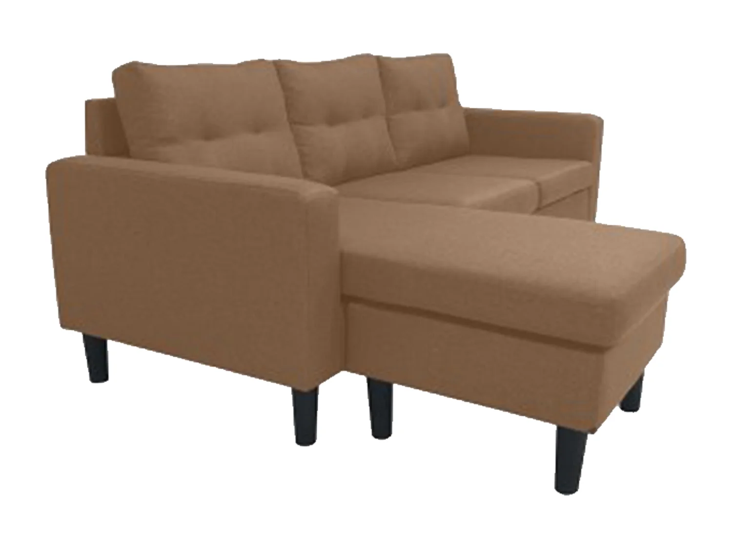 Sofá rinconero en tapizado antimancha CLIN II - Ángulo reversible - Marron