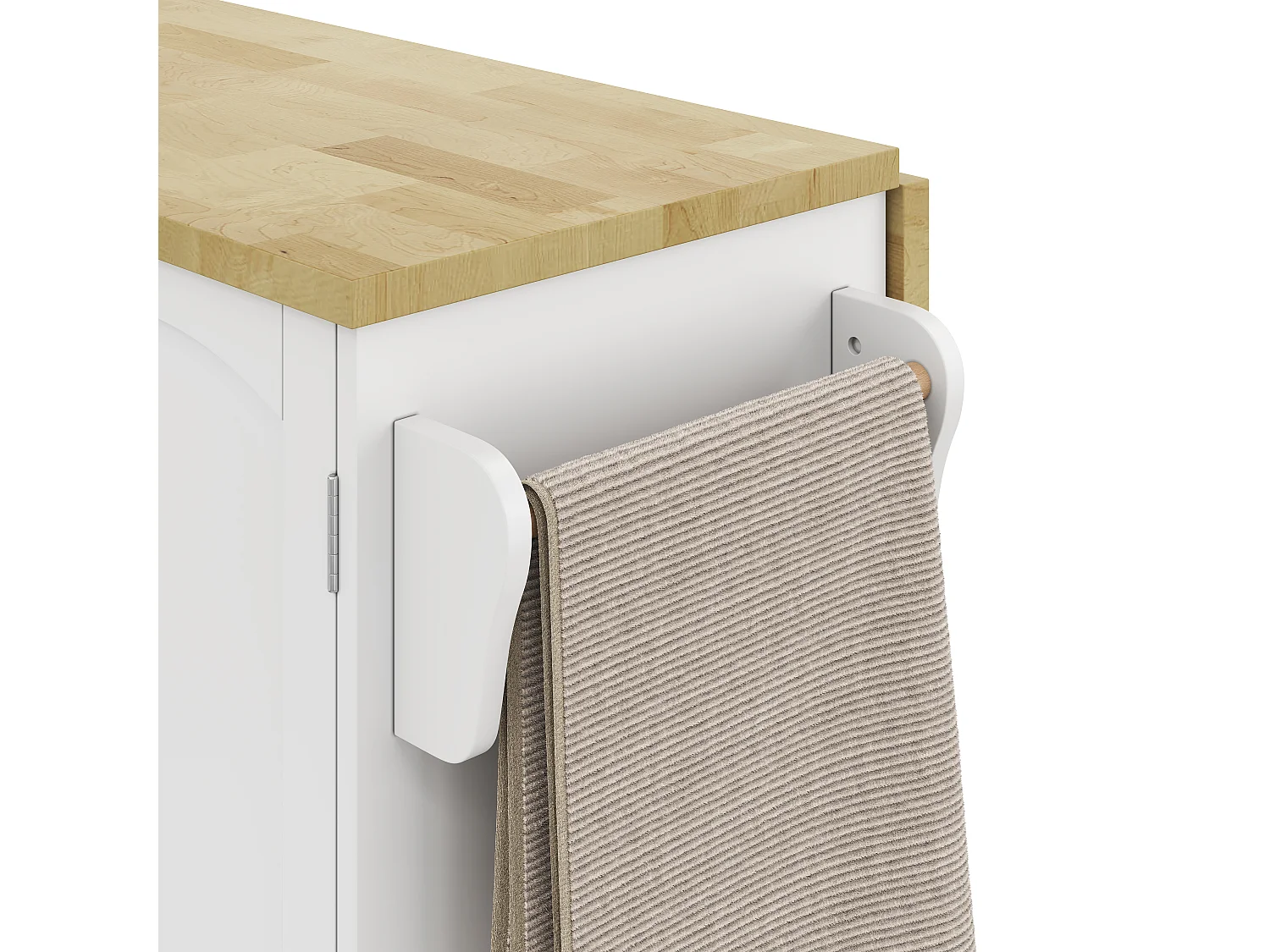 Îlot central de cuisine mobile - table à manger pliable - avec espace de rangement et étagère à épices - avec roulettes - Blanc