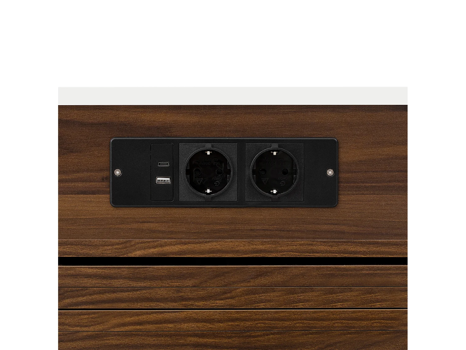 Îlot central de cuisine - table à manger extensible - avec prise de courant - avec roulettes et espace de rangement - avec crochet - Marron+Blanc