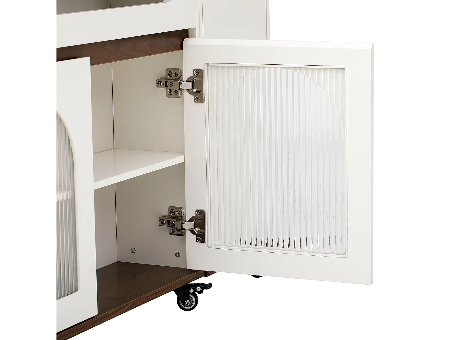 Îlot central de cuisine - table à manger extensible - avec prise de courant - avec roulettes et espace de rangement - avec crochet - Marron+Blanc