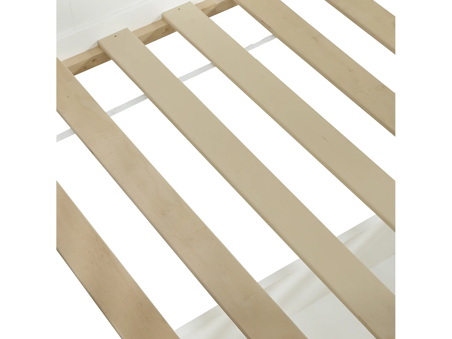 Lit enfant 90x200 cm - avec 2 tiroirs - avec des balustrades et des fenêtres - bois massif + MDF - Blanc (sans matelas)
