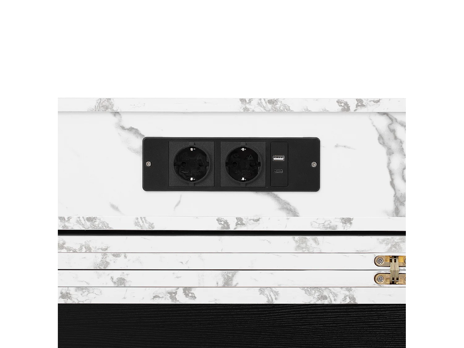 Îlot central de cuisine - table à manger extensible - avec prise de courant - avec roulettes et espace de rangement - avec crochet - Noir+Blanc