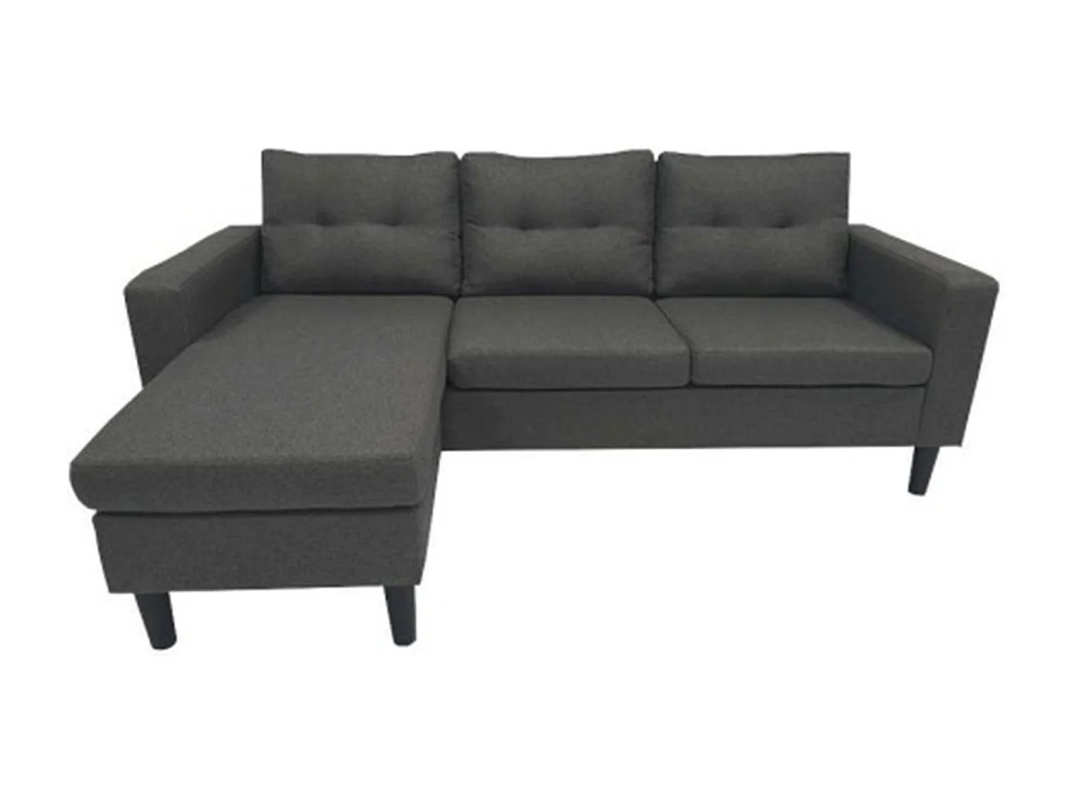 Sofá rinconero en tapizado antimancha CLIN II - Ángulo reversible - Gris Oscuro