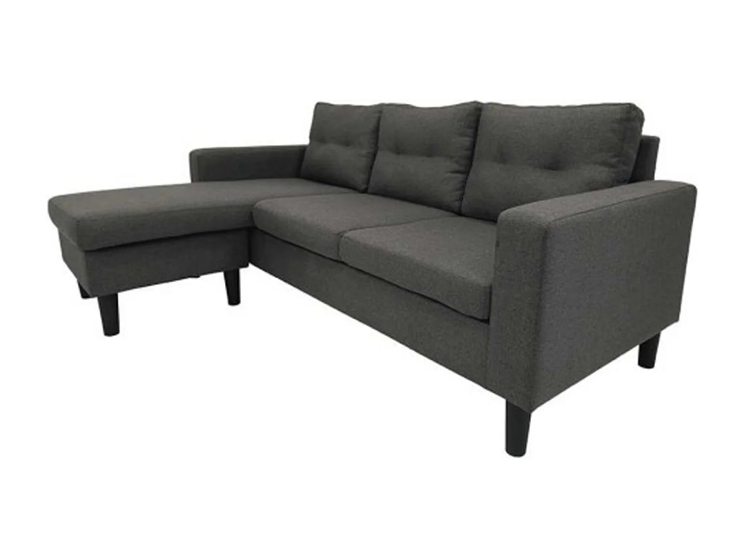 Sofá rinconero en tapizado antimancha CLIN II - Ángulo reversible - Gris Oscuro