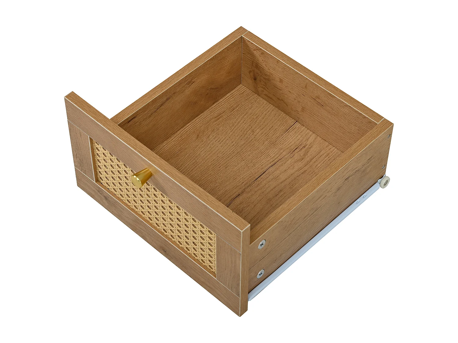 Nowoczesny kredens 105x40x76cm - z 2 drzwiami i 3 szufladami - z otwartymi przegródkami - płyta wiórowa - Naturalny