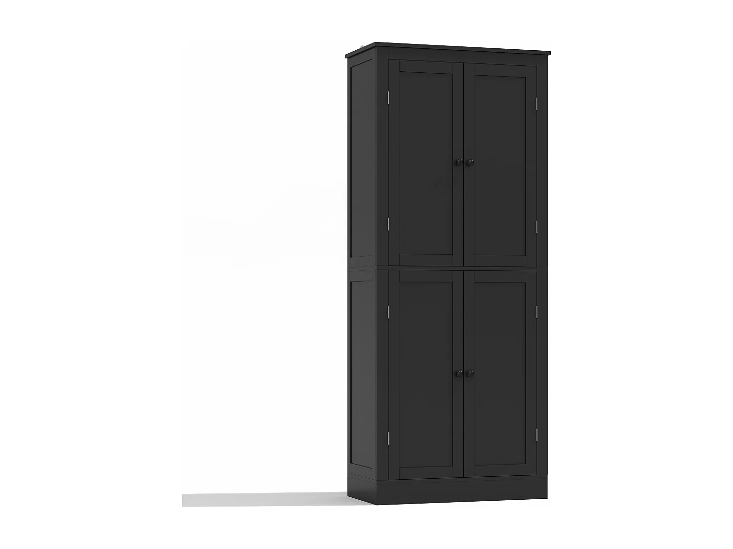 Buffet de cuisine 75x40x180cm - 2 portes de rangement avec étagères - 1 tiroir et compartiment de rangement - Noir