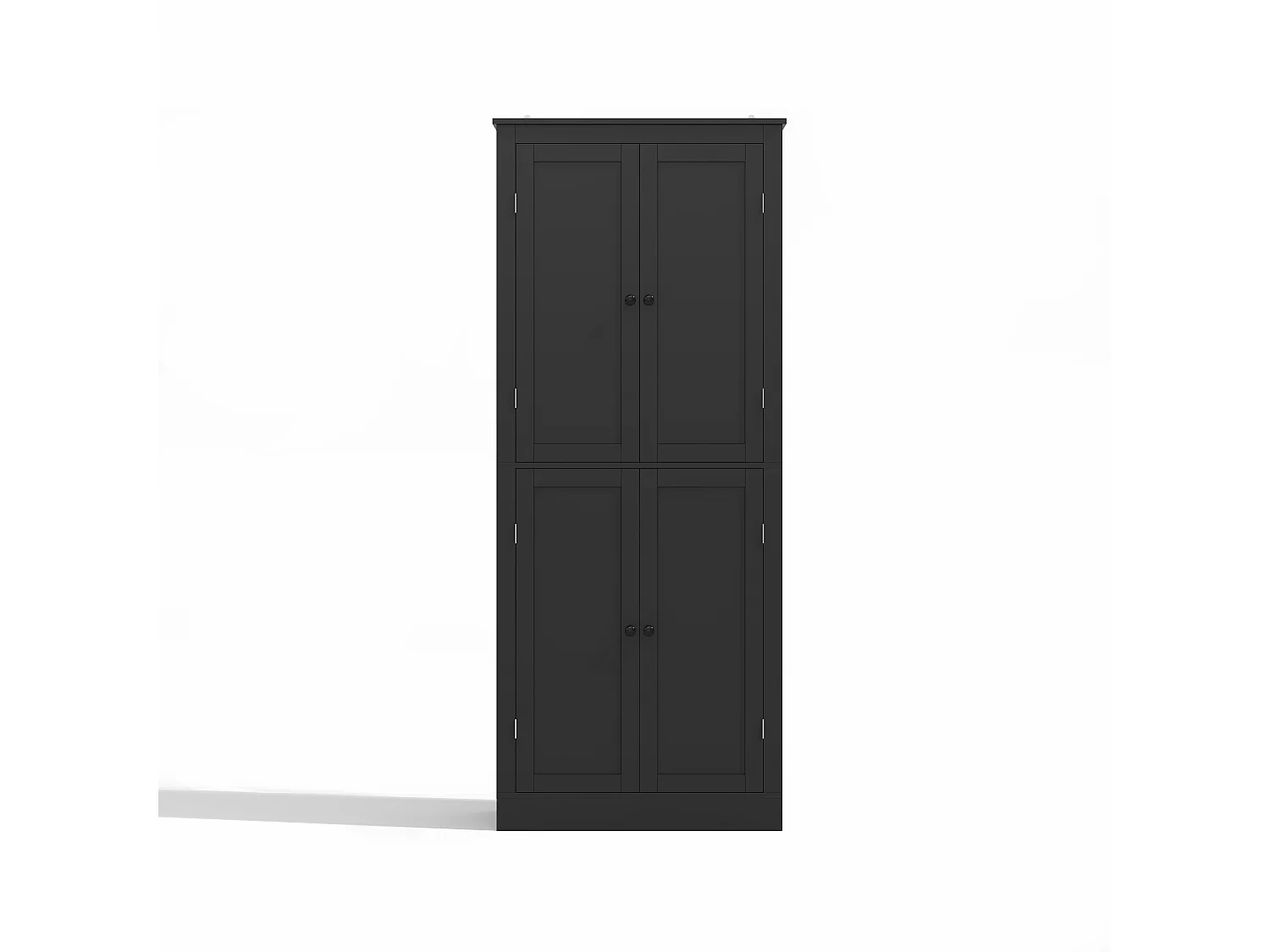 Buffet de cuisine 75x40x180cm - 2 portes de rangement avec étagères - 1 tiroir et compartiment de rangement - Noir