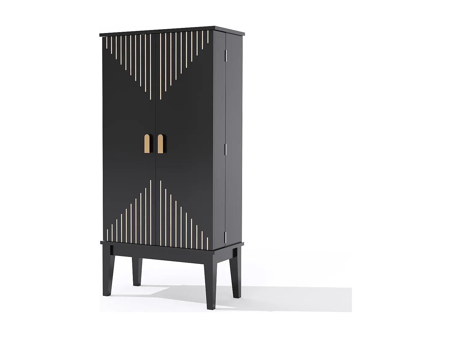 Buffet de cuisine 59x30x120cm - 2 portes de rangement avec étagères - style rétro - Noir