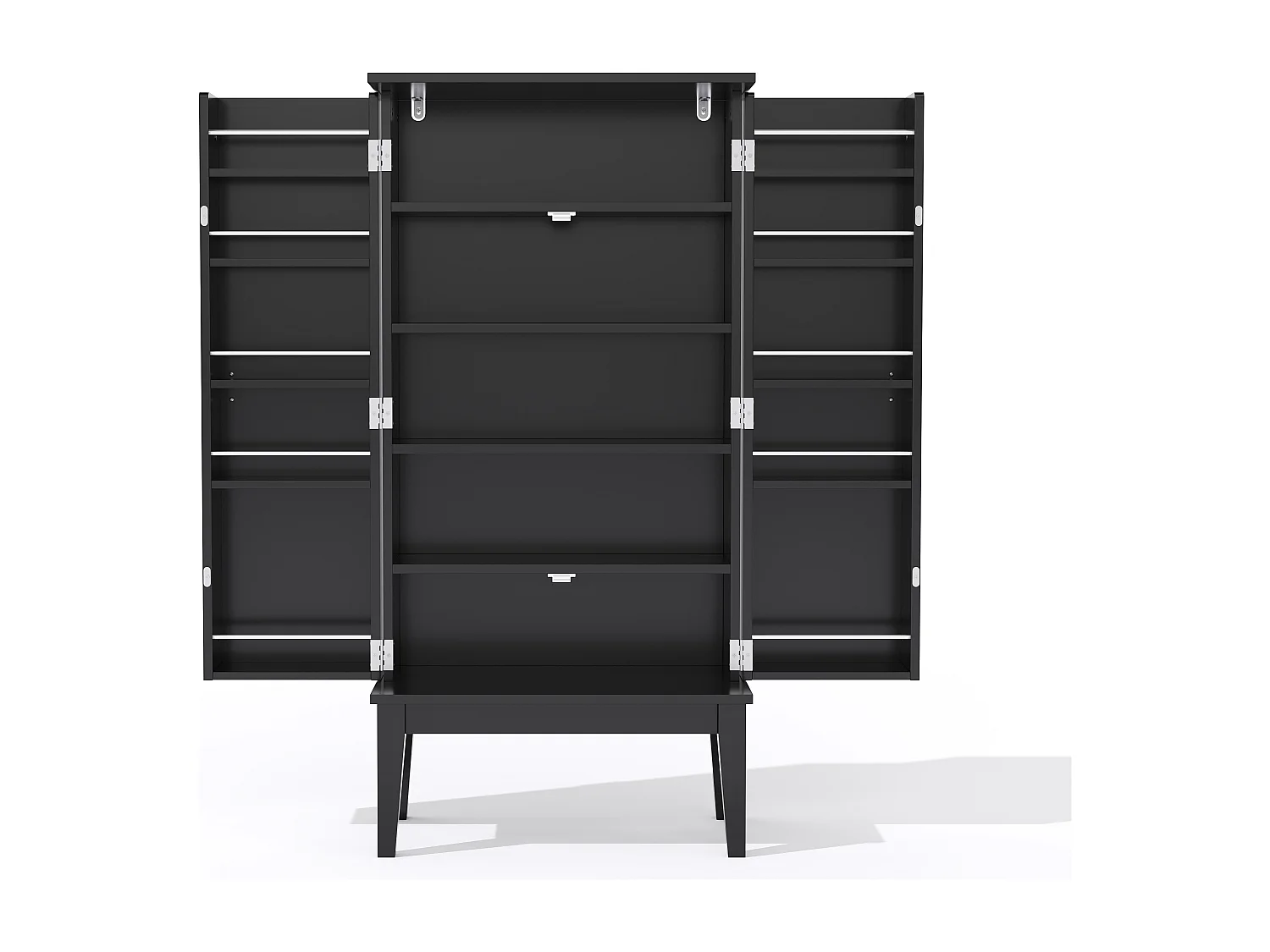 Buffet de cuisine 59x30x120cm - 2 portes de rangement avec étagères - style rétro - Noir