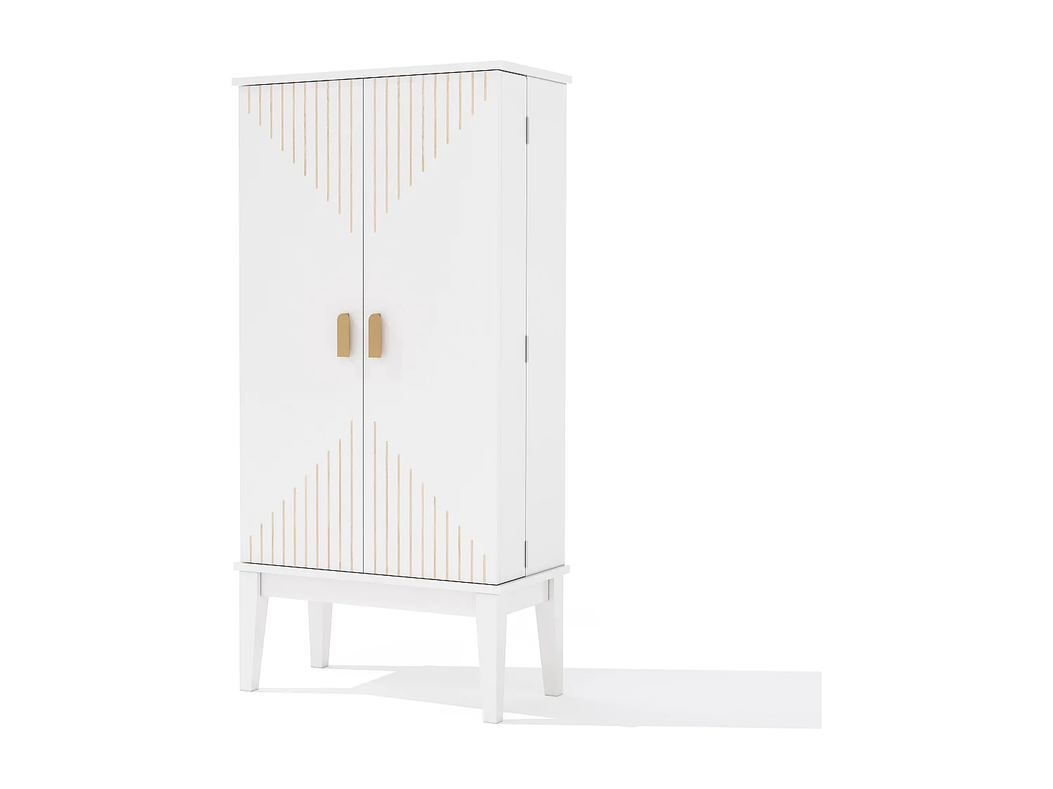 Buffet de cuisine 59x30x120cm - 2 portes de rangement avec étagères - style rétro - Blanc