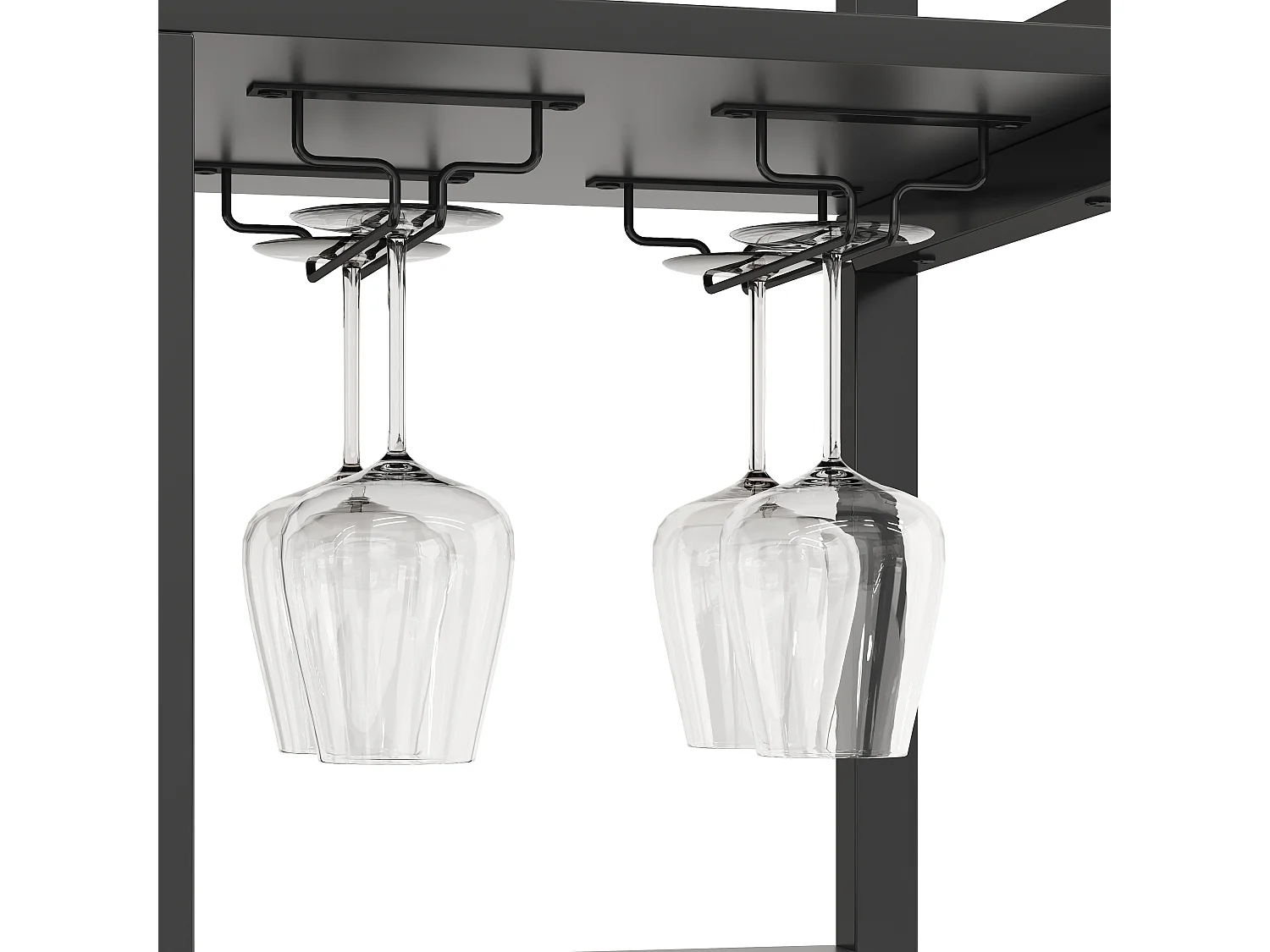 Buffet de cuisine moderne 115x40x180cm - avec prise et LED - avec 2 tiroirs et un porte-verres à vin - Noir