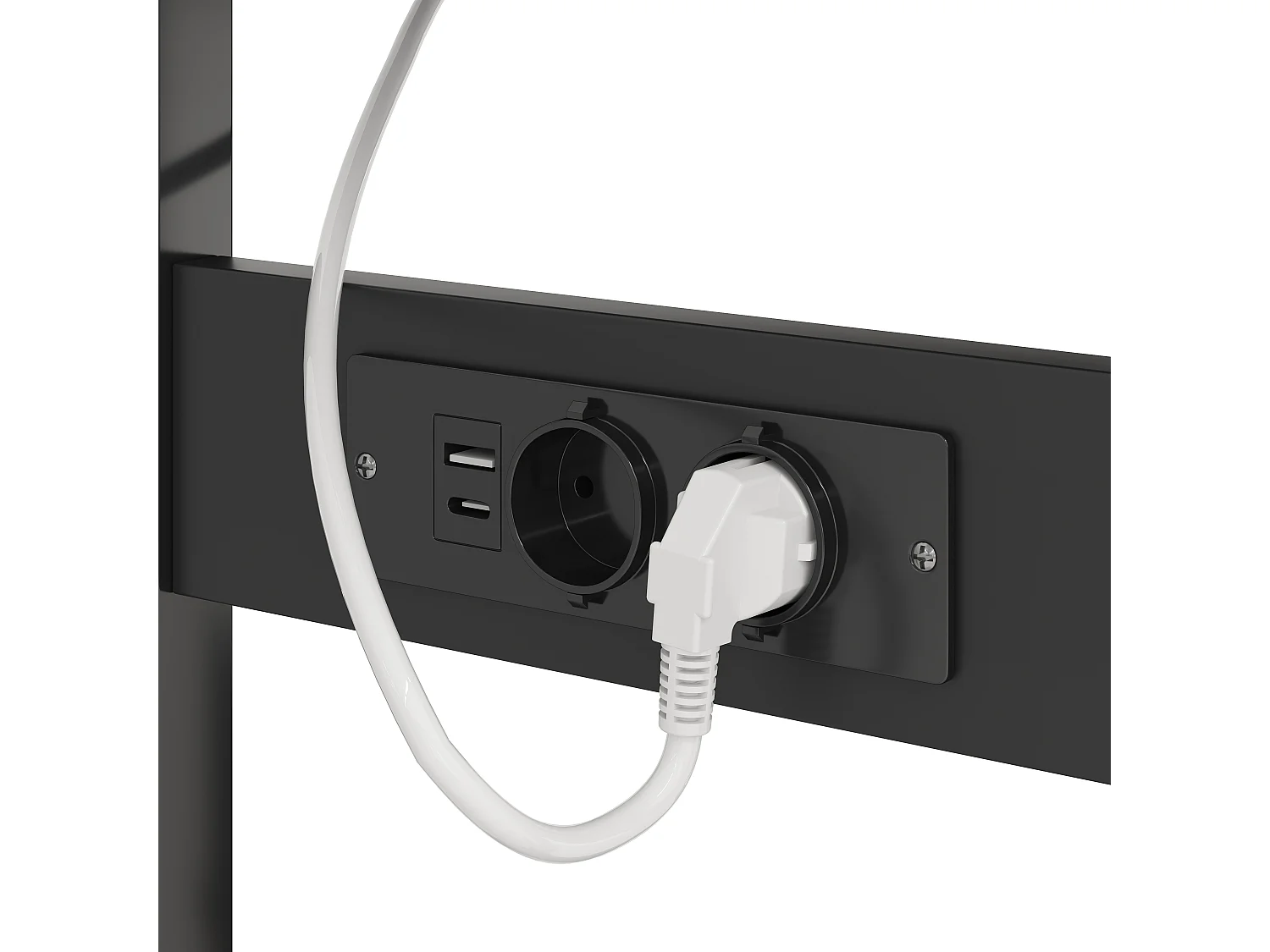 Buffet de cuisine moderne 115x40x180cm - avec prise et LED - avec 2 tiroirs et un porte-verres à vin - Noir