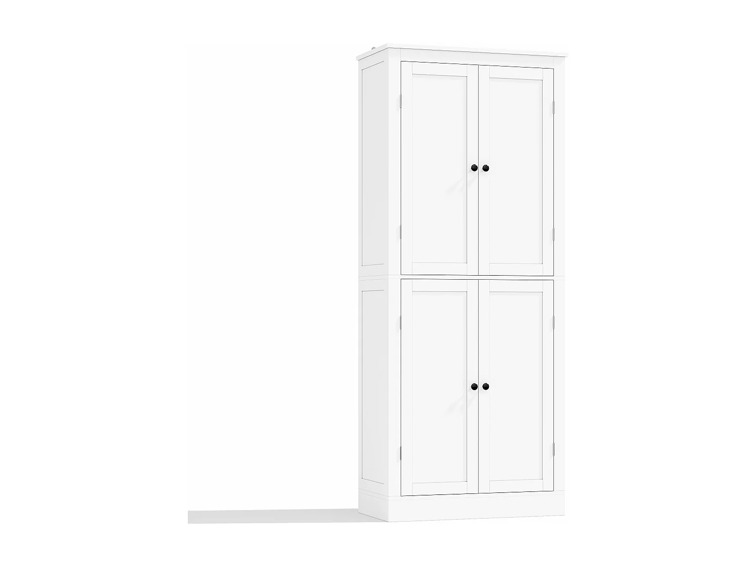 Buffet de cuisine 75x40x180cm - 2 portes de rangement avec étagères - 1 tiroir et compartiment de rangement - Blanc