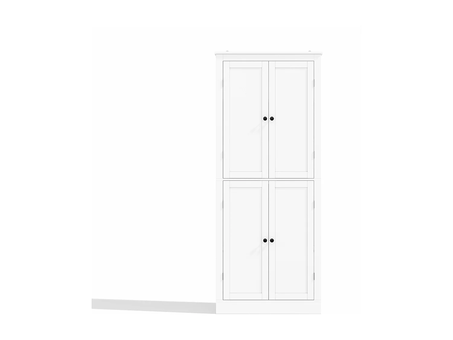 Buffet de cuisine 75x40x180cm - 2 portes de rangement avec étagères - 1 tiroir et compartiment de rangement - Blanc