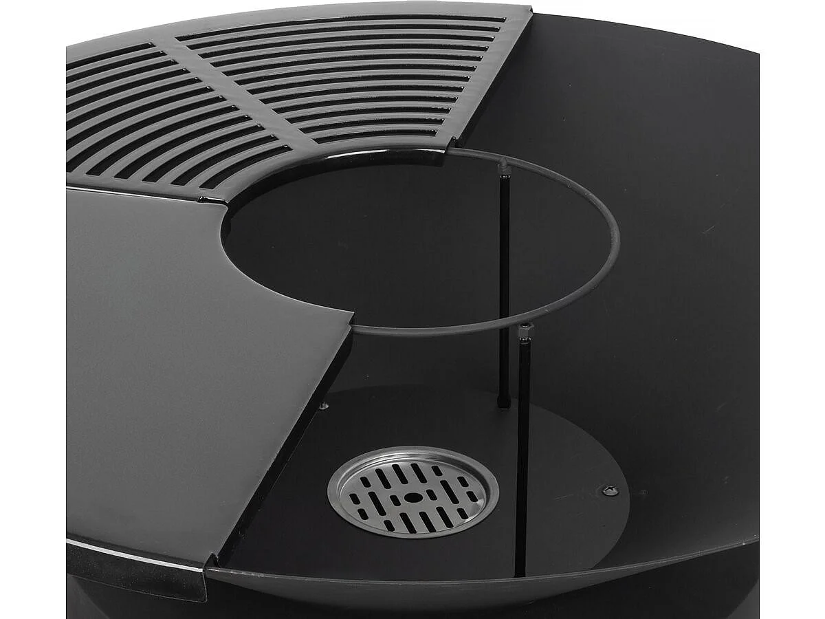 Cesar premium" houtskool en hout barbecue plancha vuurkorf - Ø 81 - Zwart