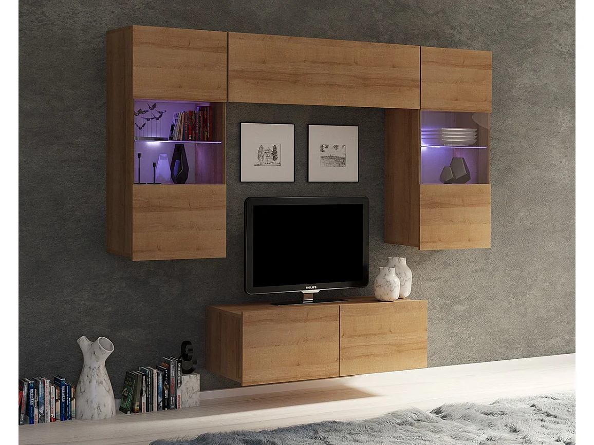 Petit Ensemble Mural Montreal VI - Chêne Doré - Naturel