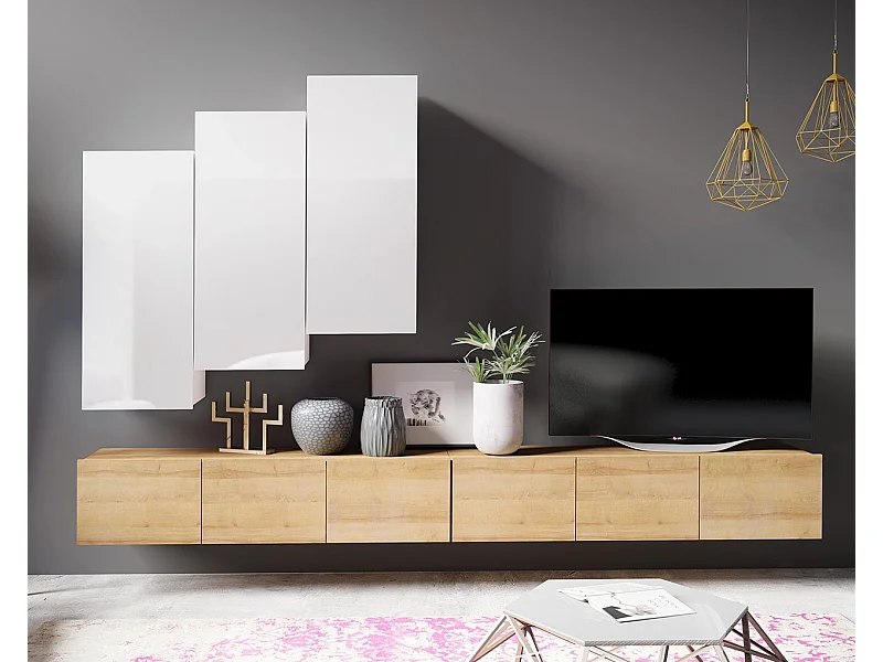 Ensemble Mural Montreal XI - Blanc Brillant & Chêne Doré