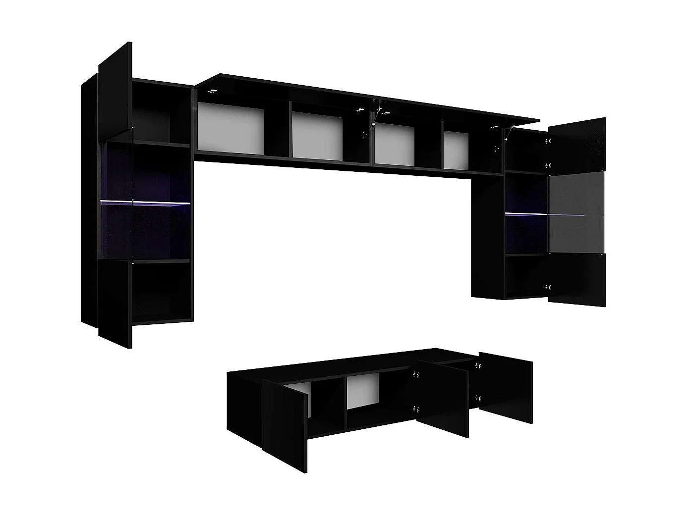 Woonwand Montreal II - Wit & Gouden Eiken - Witte LED