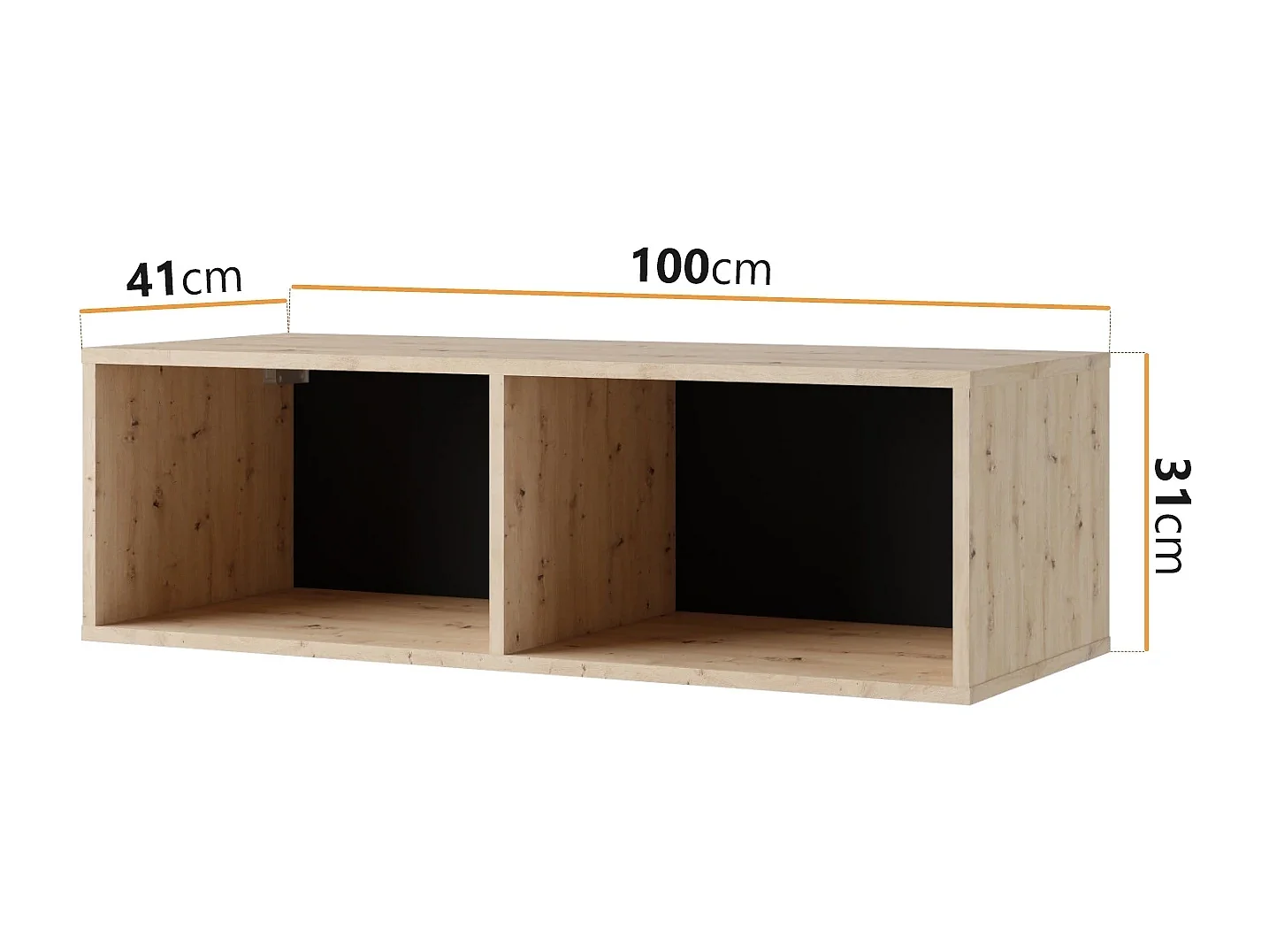 Ensemble Mural Montreal XIII - Noir Brillant & Chêne Artisan - LED Blanc