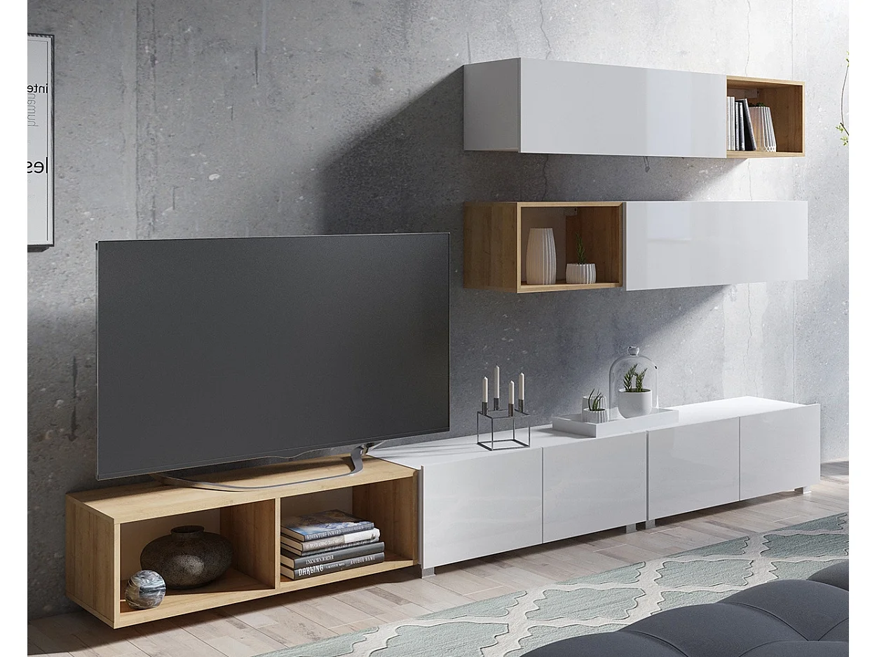 Ensemble Mural Montreal XIV - Blanc Brillant & Chêne Doré