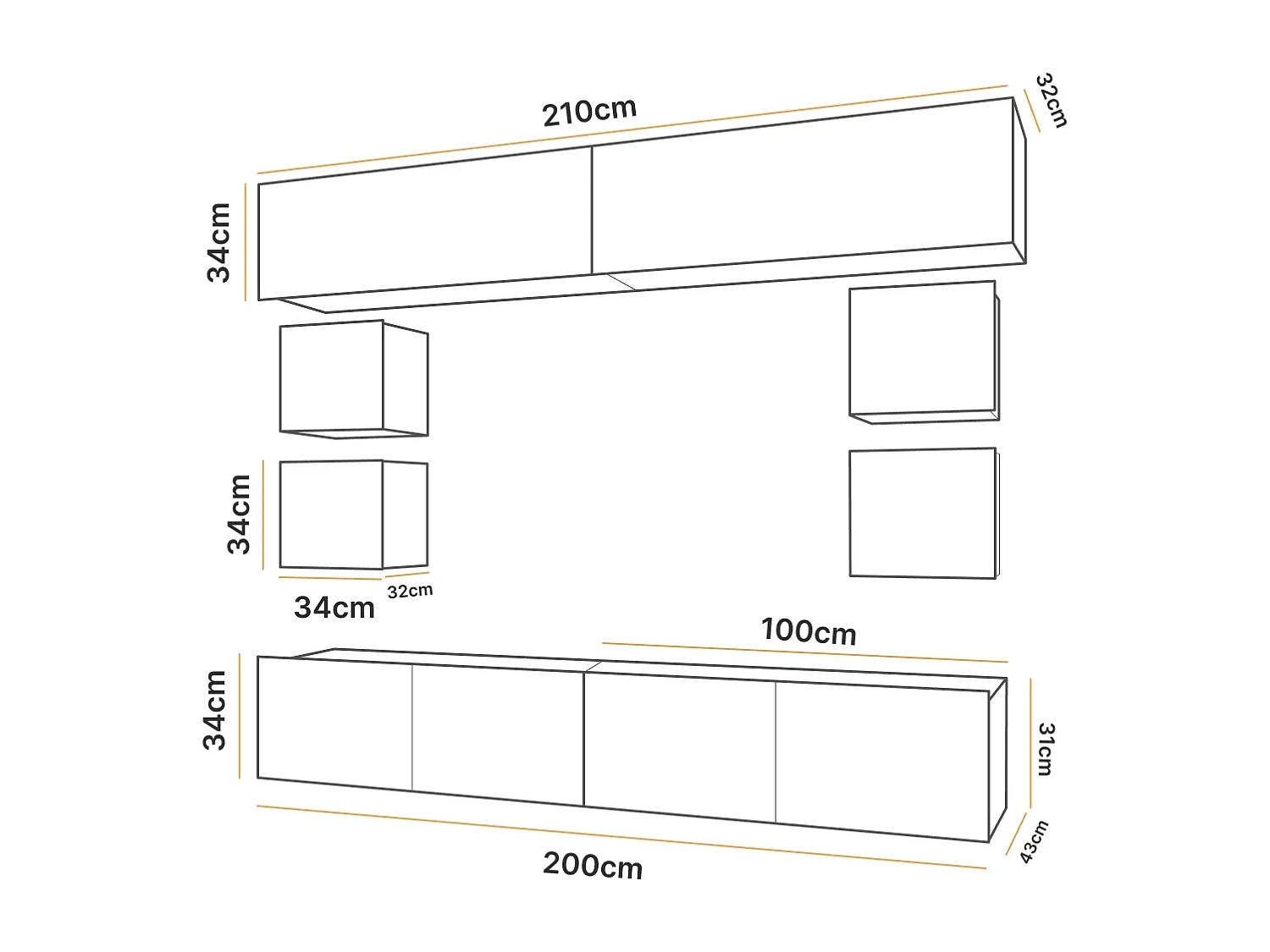 Ensemble Mural Montreal VIII - Chêne Doré - Grande Capacité